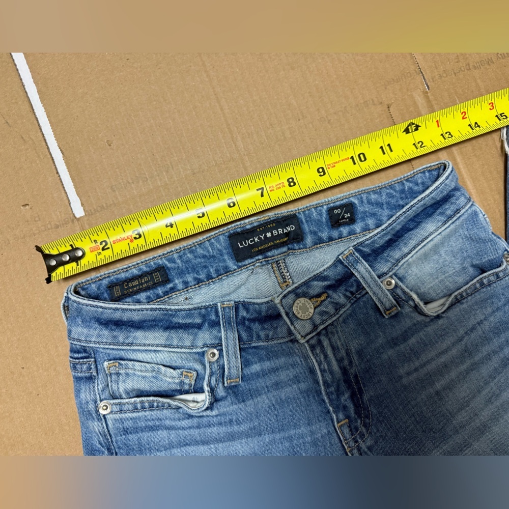 Lucky Brand Blue Lolita Skinny Floral Embroidered Denim 00/24 Ankle Jeans - Picture 3 of 11